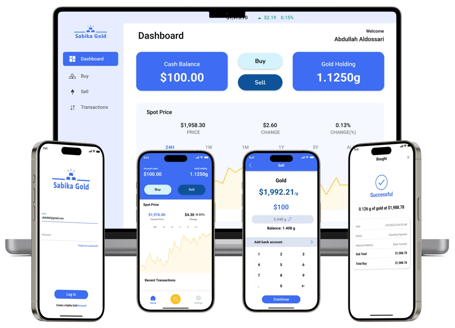 Sabika Gold - gold trading platform screenshot